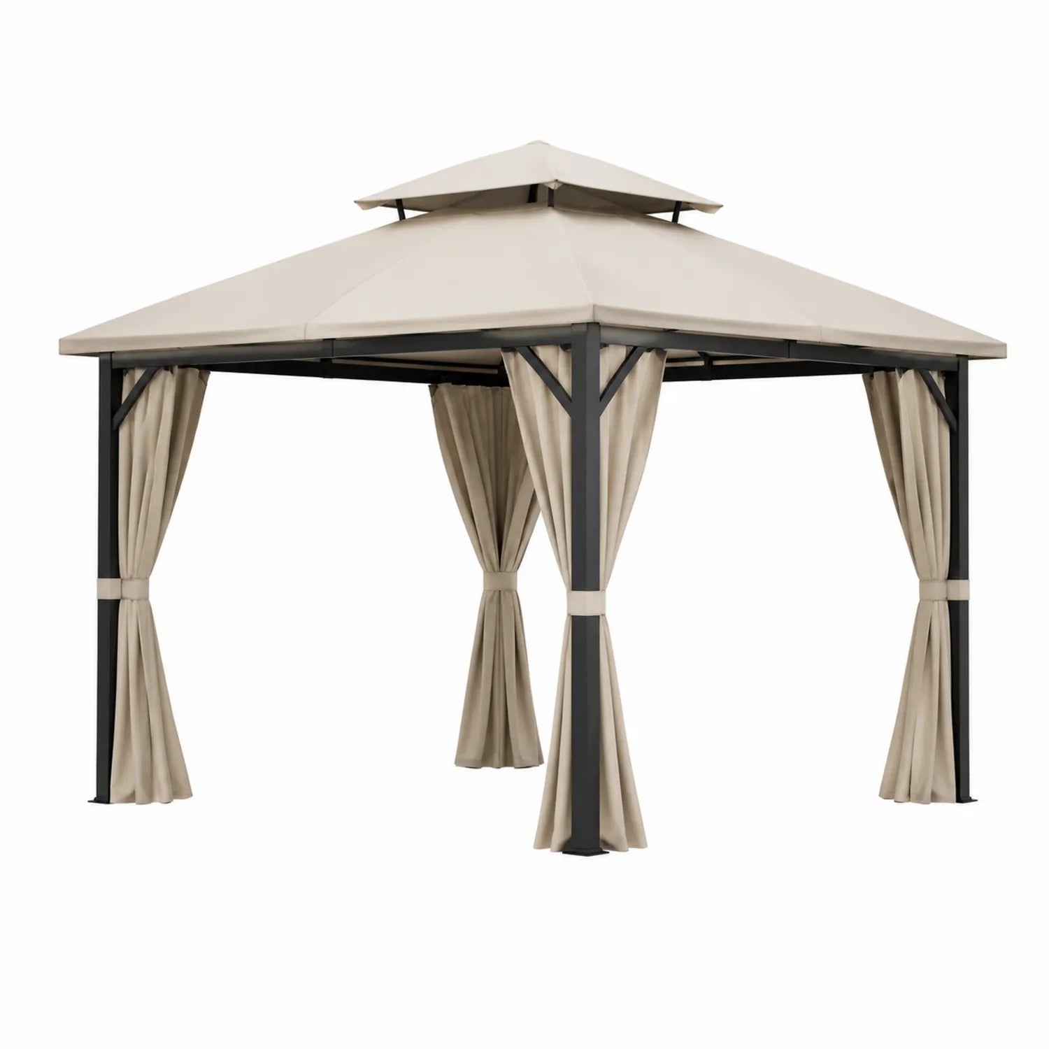 Gazebo in alluminio con tetto in tessuto, 3x3m, Beige