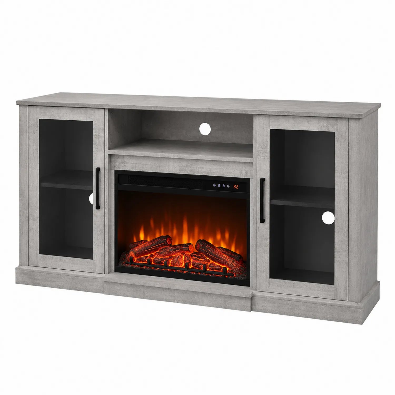 Mobile TV in MDF con Camino Elettrico Grigio 147x40x80 cm