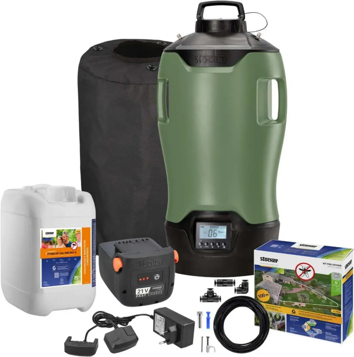Nebulizzatore Anti-Zanzare Stocker 21V con Serbatoio 25L e Tubo 100m
