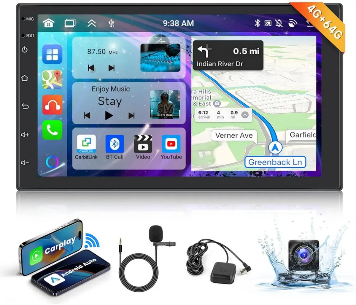 Autoradio Android 13 8 Core 4+64G con Schermo 7' Bluetooth Carplay Navi GPS WiFi Telecamera