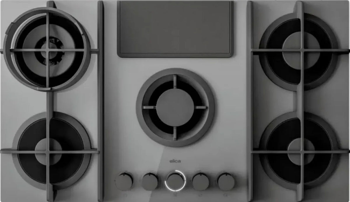 Elica NIKOLATESLA FLAME EVO GR/A/88, Piano a gas con cappa integrata, Grigio