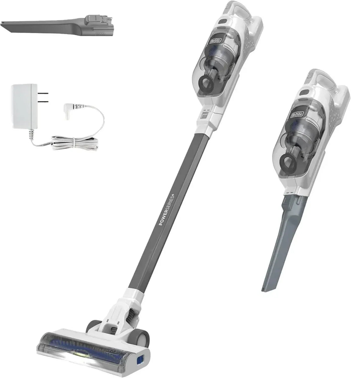 BLACK+DECKER Scopa Elettrica Senza Fili 16V, Luci LED, MultiSuperficie, Leggera, Colore Bianco