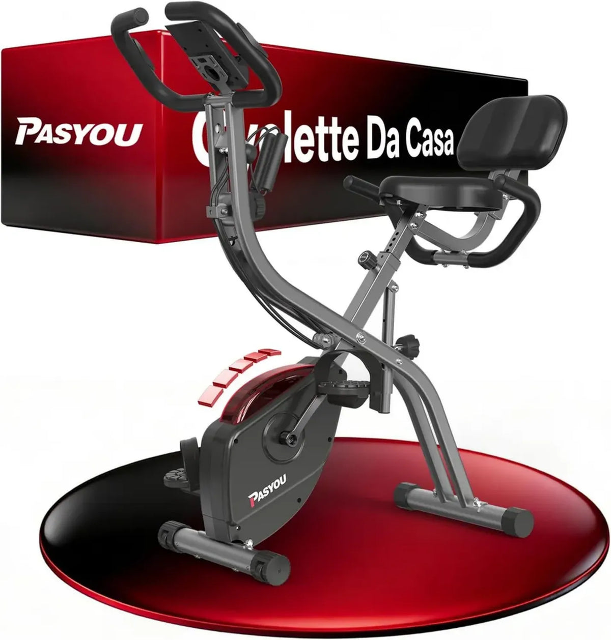 Bicicletta Magnetica Salvaspazio 3 in 1 con Sensore di Frequenza Cardiaca
