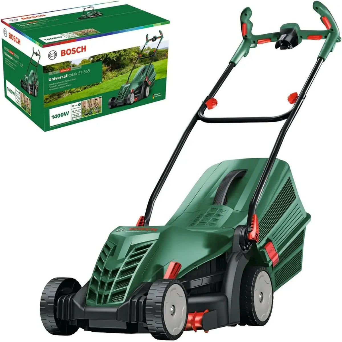 Rasaerba Bosch Elettrico UniversalRotak 37-555, 1400W, Taglio 37cm, Cesto 40l, Impugnature Ergoflex
