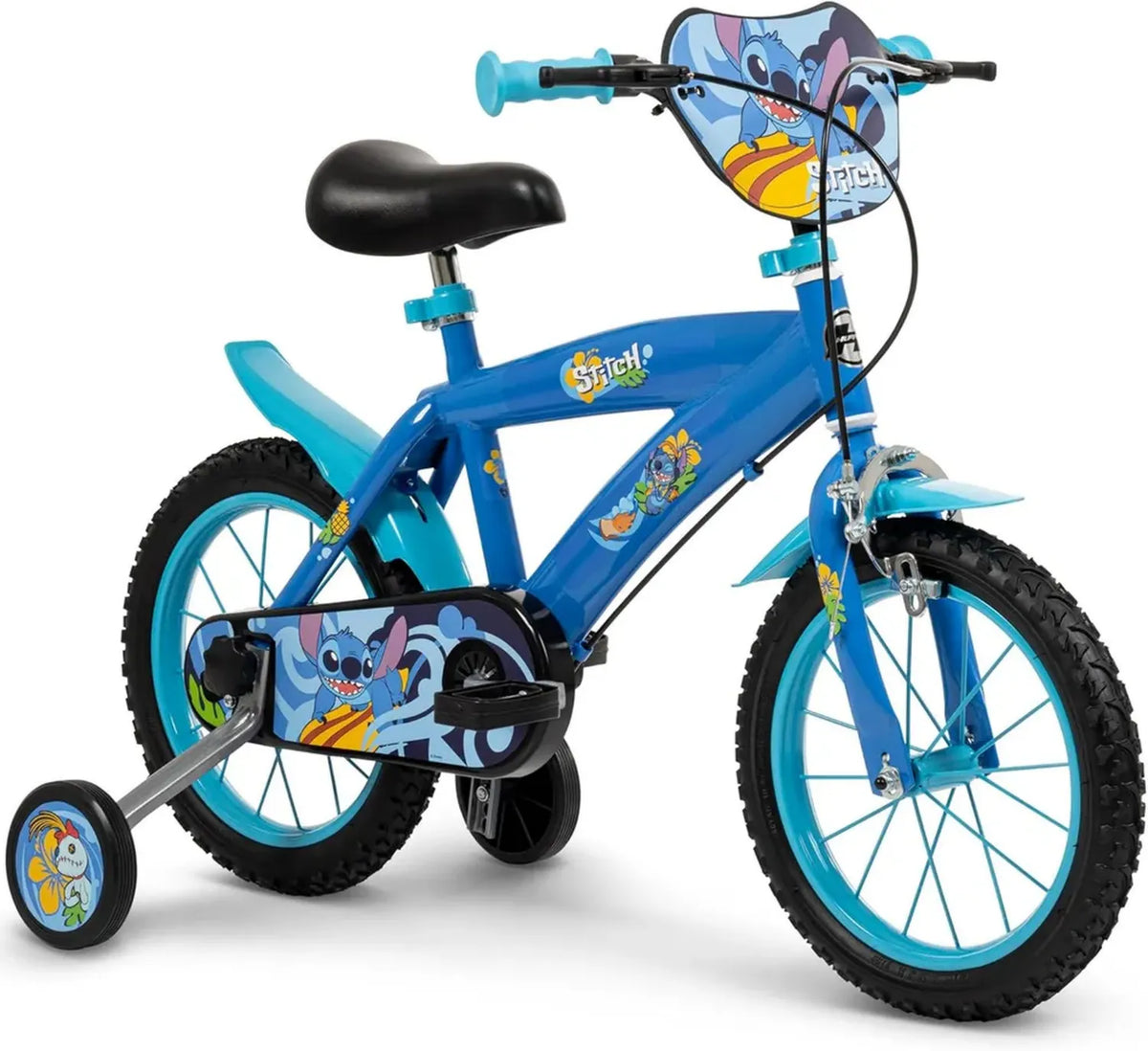 Bicicletta per Bambini 14 Pollici, 4-6 Anni, Blu, Tema Stitch