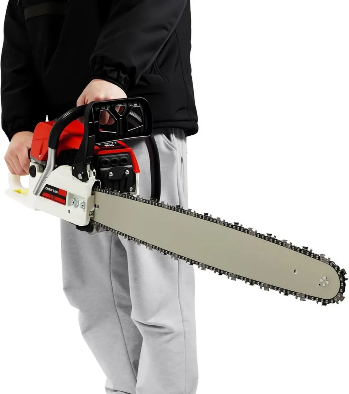 Motosega a scoppio 22'' 56 cm, 52 cc, 2 kW, 7500 RPM, serbatoio 550 ml, ideale per legno e rami