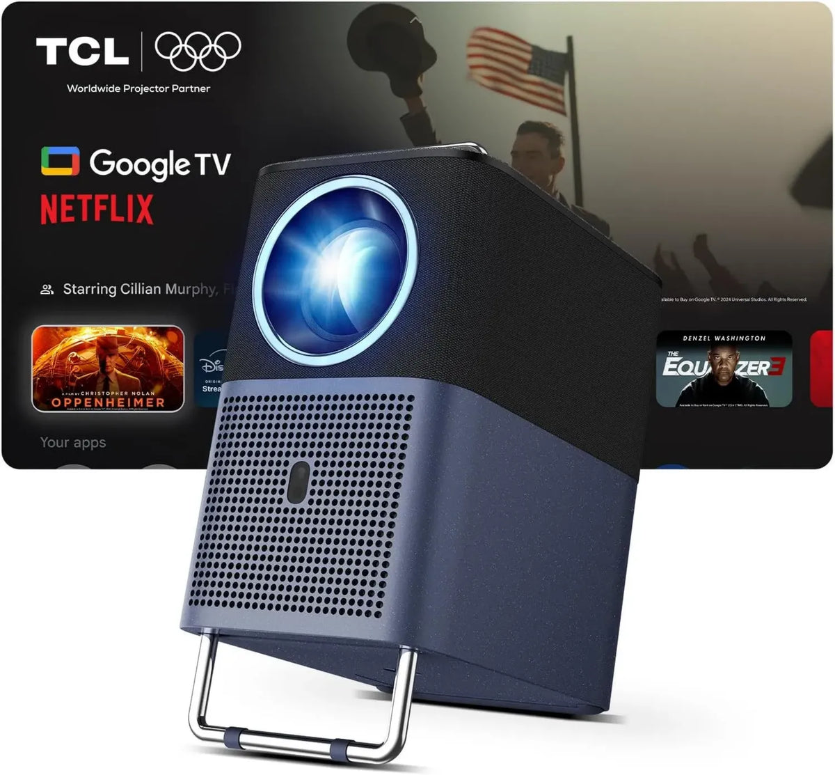 Proiettore 4K TCL A1s con Google TV, Licenza Netflix, Dolby Audio, Full HD, Messa a Fuoco Automatica