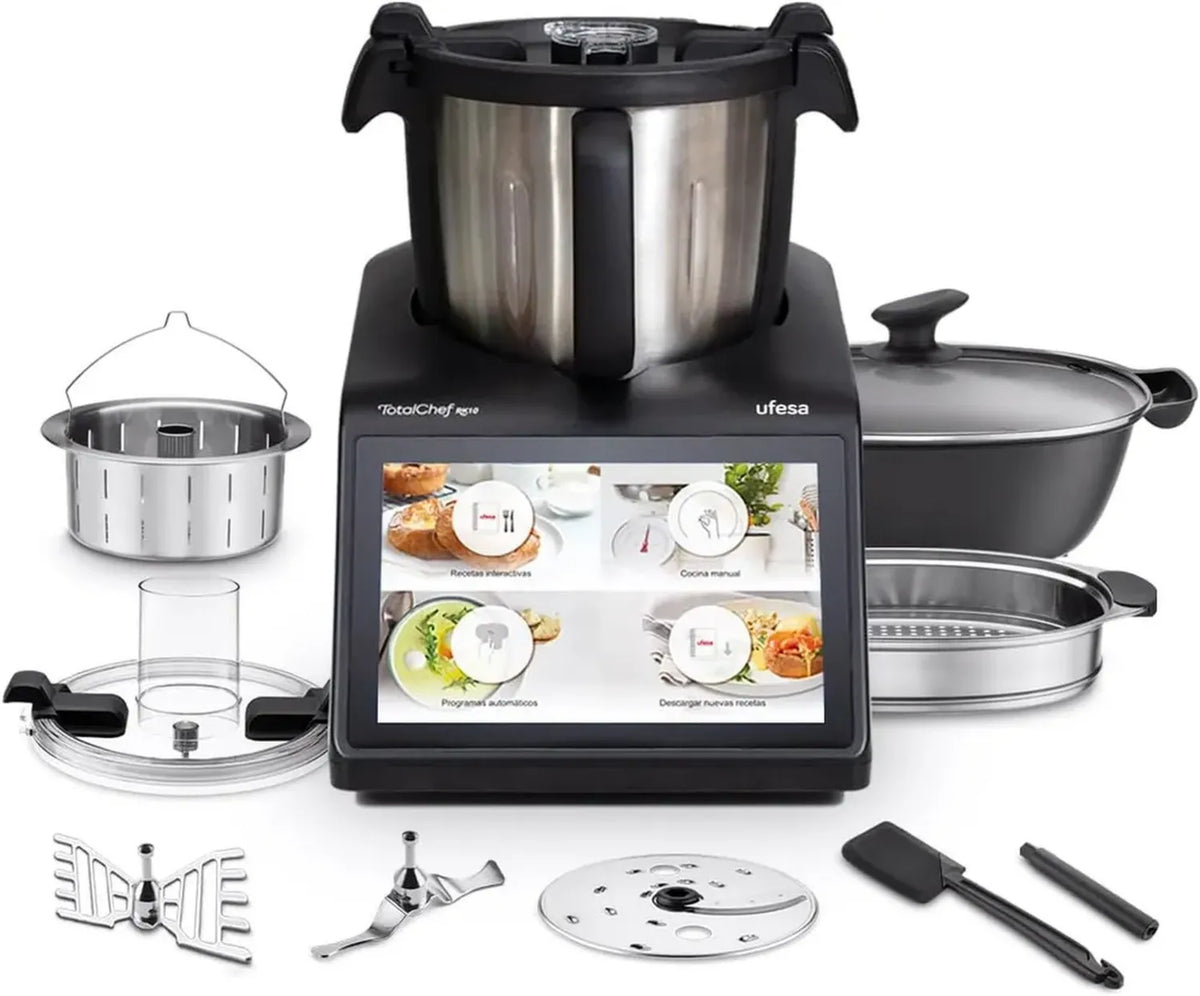 Ufesa Robot da Cucina Intelligente TotalChef RK10, Schermo Touch 10'', 30 Funzioni, WiFi, Capacità 4,5L, Bilancia e Accessori Inclusi