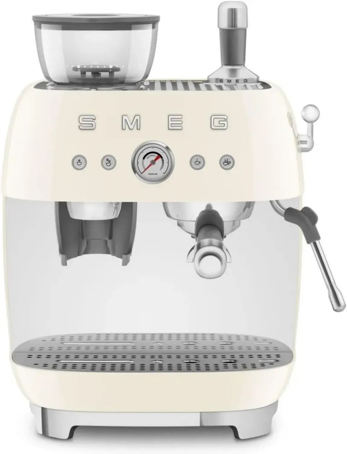 Macchina Espresso Manuale Smeg CREU con Macinacaffè Integrato e Thermoblock, 4 Temperature, Lancia Vapore, 1L, 1350W, Design Compatto