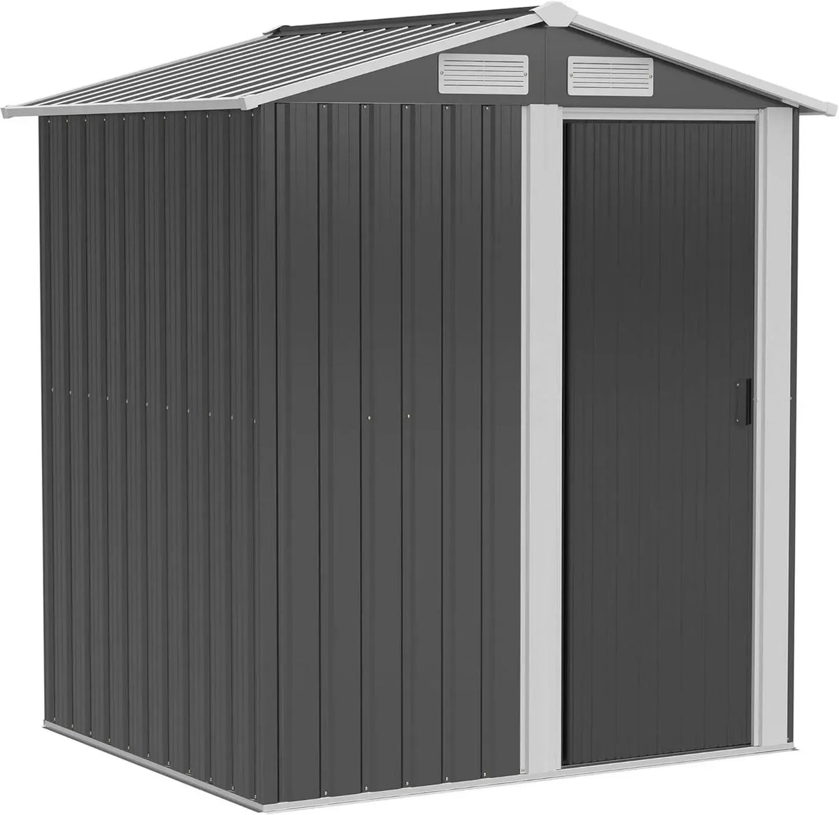 Outsunny Capanno da Giardino in Acciaio con Kit di Fondazione, Porta Scorrevole e Tetto Inclinato, 4 Prese d'Aria, 1.7 m², Grigio Scuro