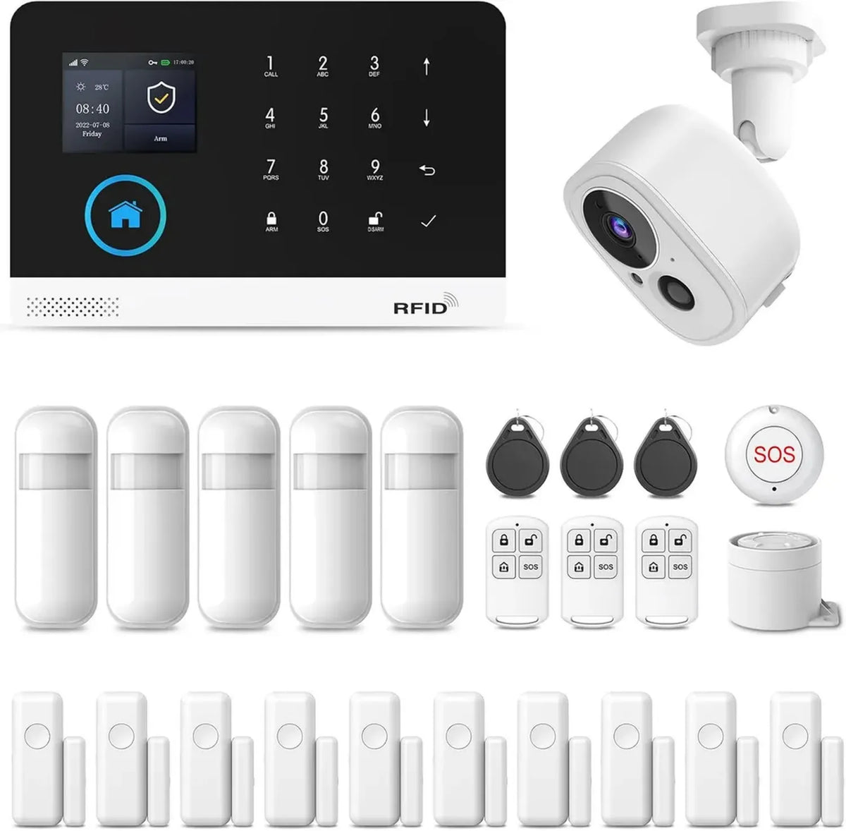 Sistema di Allarme Wireless WiFi/GSM 4G con Telecamera, Sensori e Telecomando