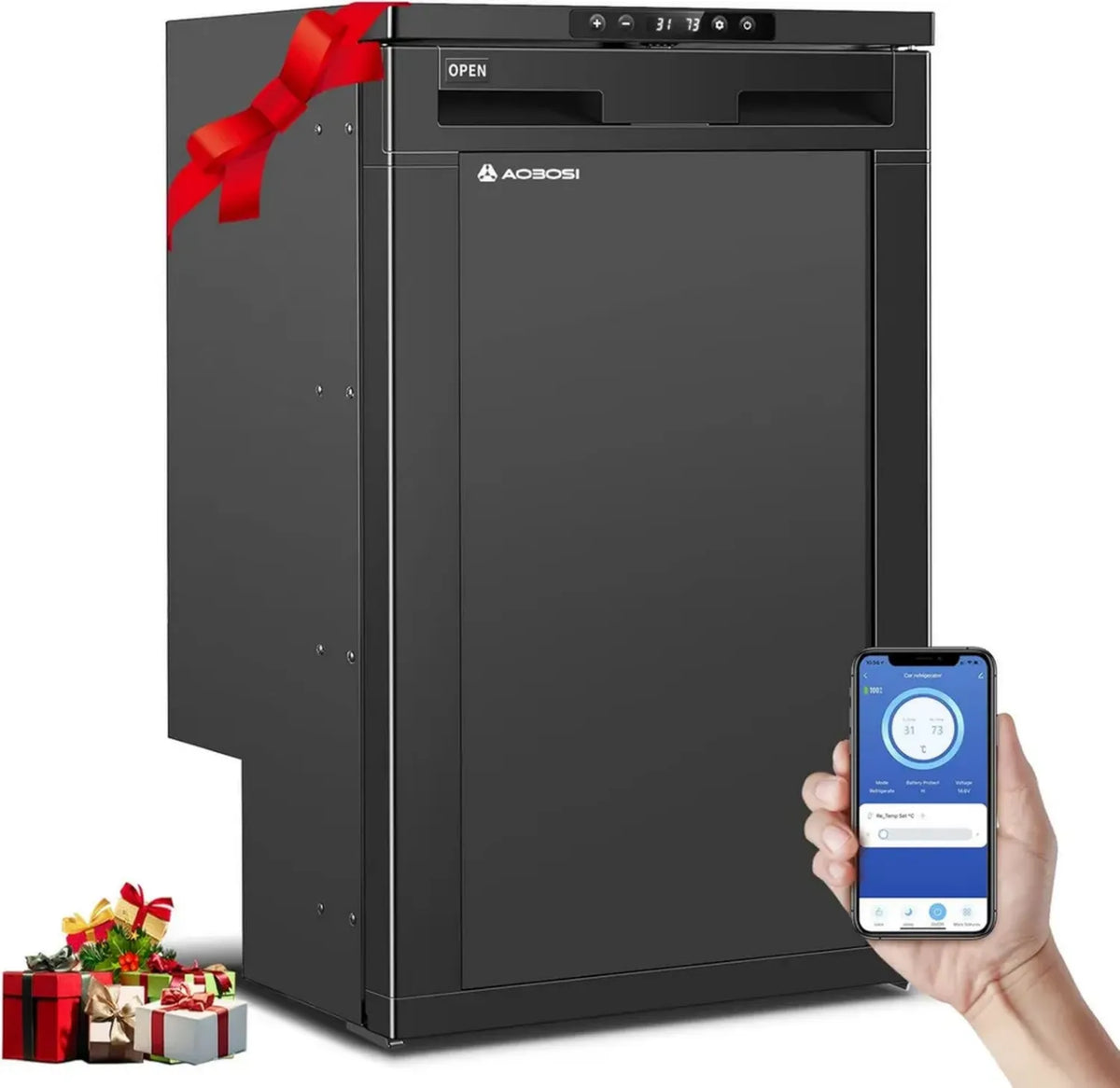 Frigo Portatile AAOBOSI 83L con Controllo App, Ideale per Camper e Veicoli, Temperatura Regolabile da -20°C a 20°C