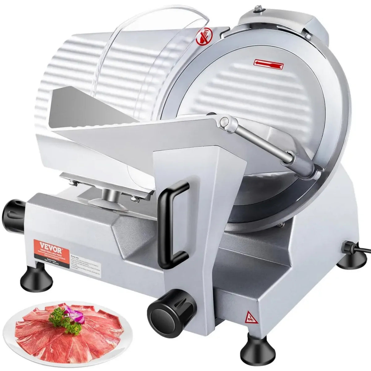 Affettatrice Elettrica VEVOR 320W per Uso Commerciale, Lama in Acciaio, Spessore Regolabile fino a 1,5 cm, Ideale per Carne, Formaggio e Verdure
