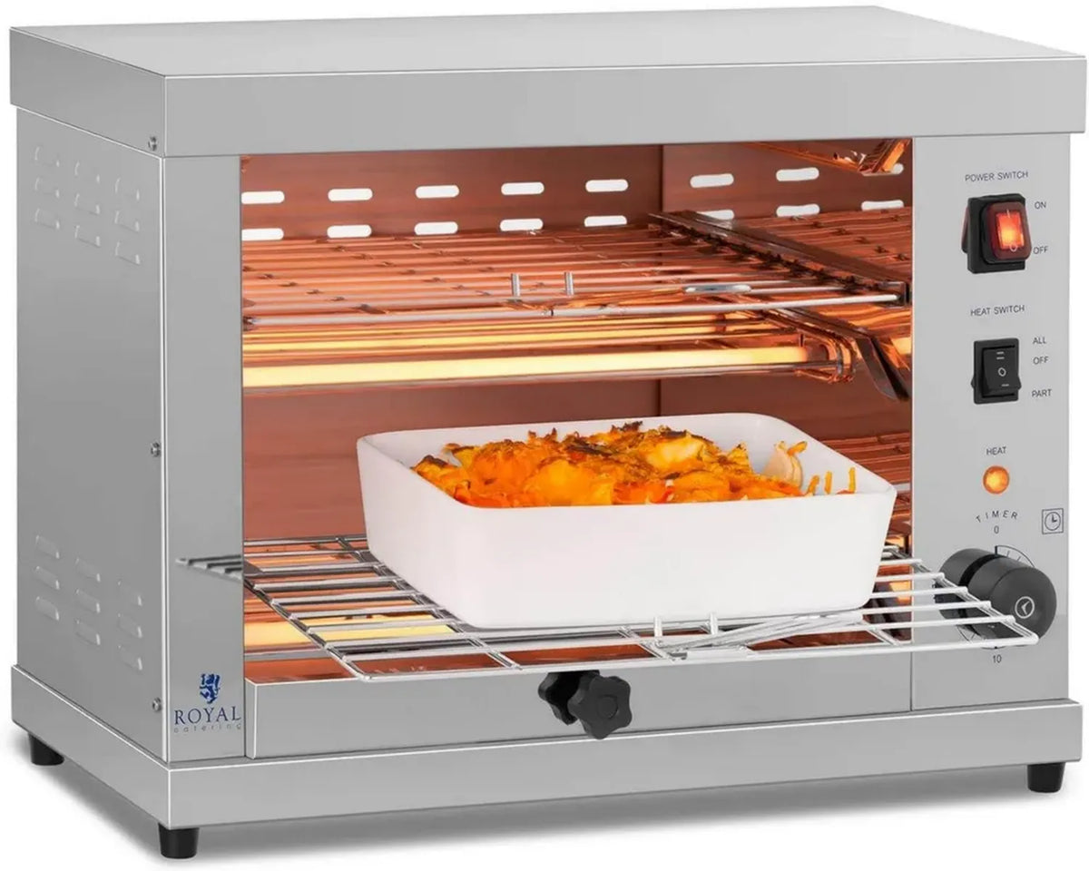 Griglia Elettrica Salamandra 3,25 kW con Timer, Intervallo 50-300°C - Royal Catering