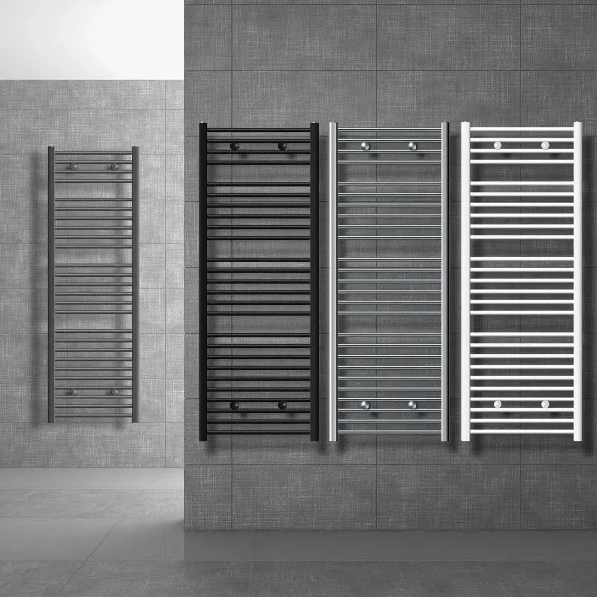 Radiatore da Bagno Elettrico Sahara 500x1500 mm Nero con Termostato 900W Design Moderno