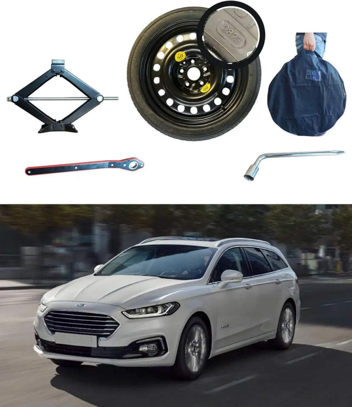 Set Ruota di Emergenza 17' per Ford Mondeo con Cric e Accessori