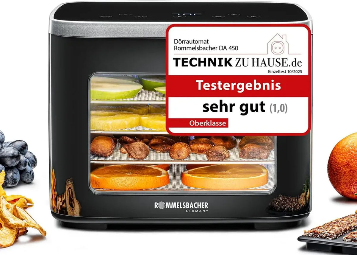 Essiccatore ROMMELSBACHER DA 450 con 5 Vassoi Inox e Timer 99 Ore