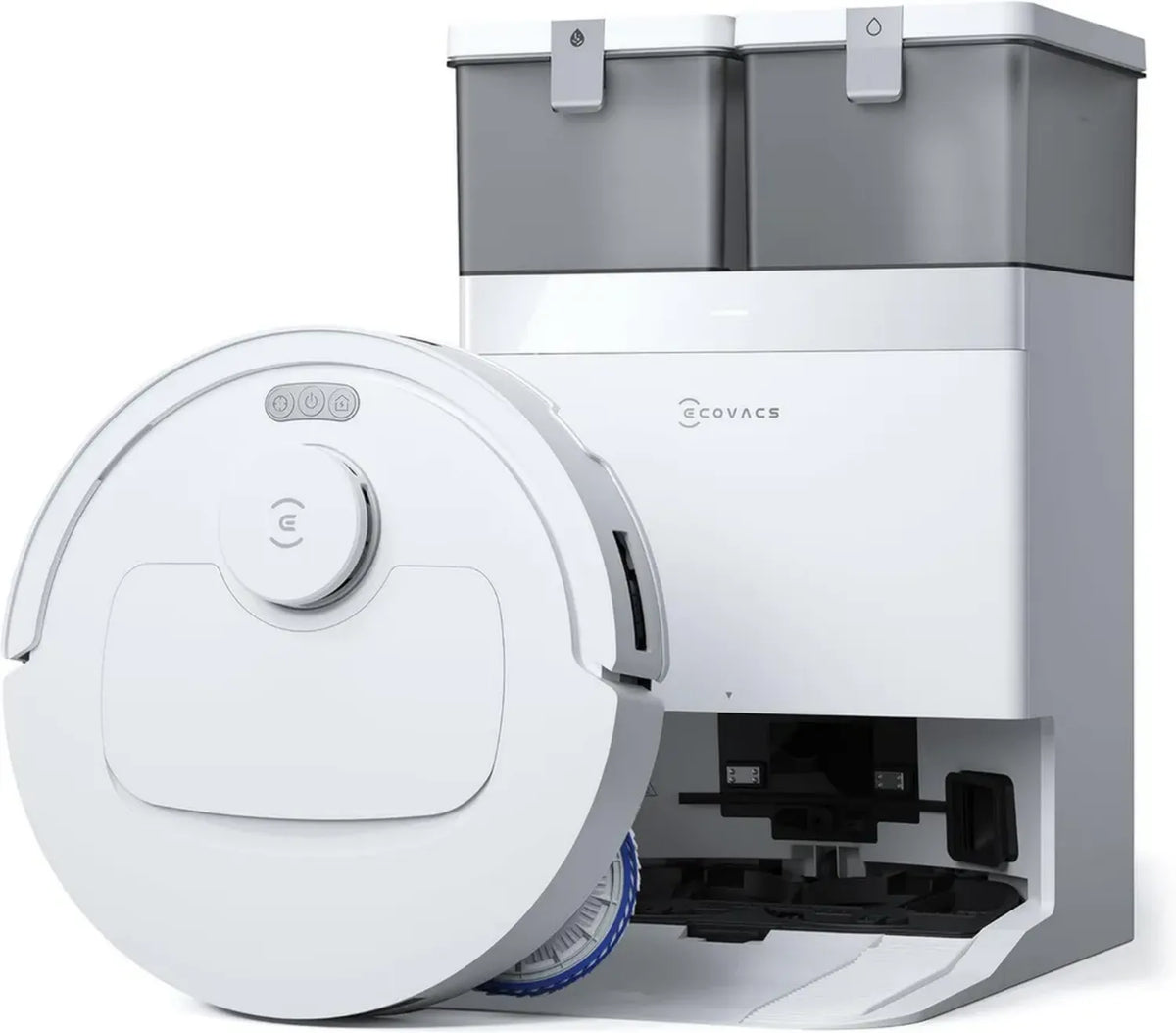 Robot Aspirapolvere ECOVACS DEEBOT T30C OMNI GEN2, Potenza 25.000 Pa, Tecnologia ZeroTangle 3.0, Navigazione TruEdge 2.0, Mappatura TrueMapping 2.0, Lavaggio a Caldo 75°C, Stazione All-in-One, Colore Bianco