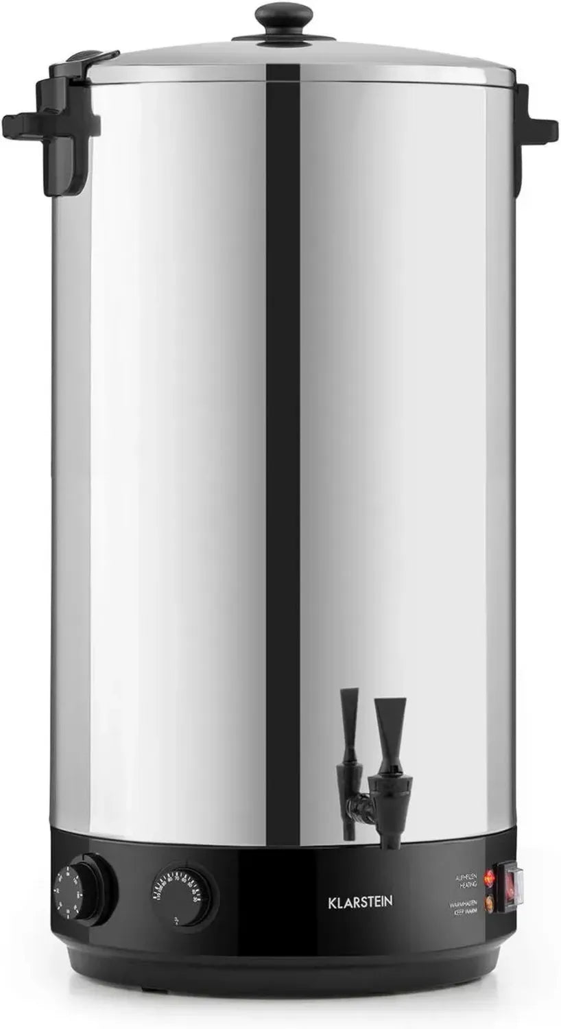 KLARSTEIN KonfiStar - Distributore Bevande e Pastorizzatore Professionale, Temperatura Regolabile 30-110°C, Timer Integrato, Acciaio Inox, 60L, Argento