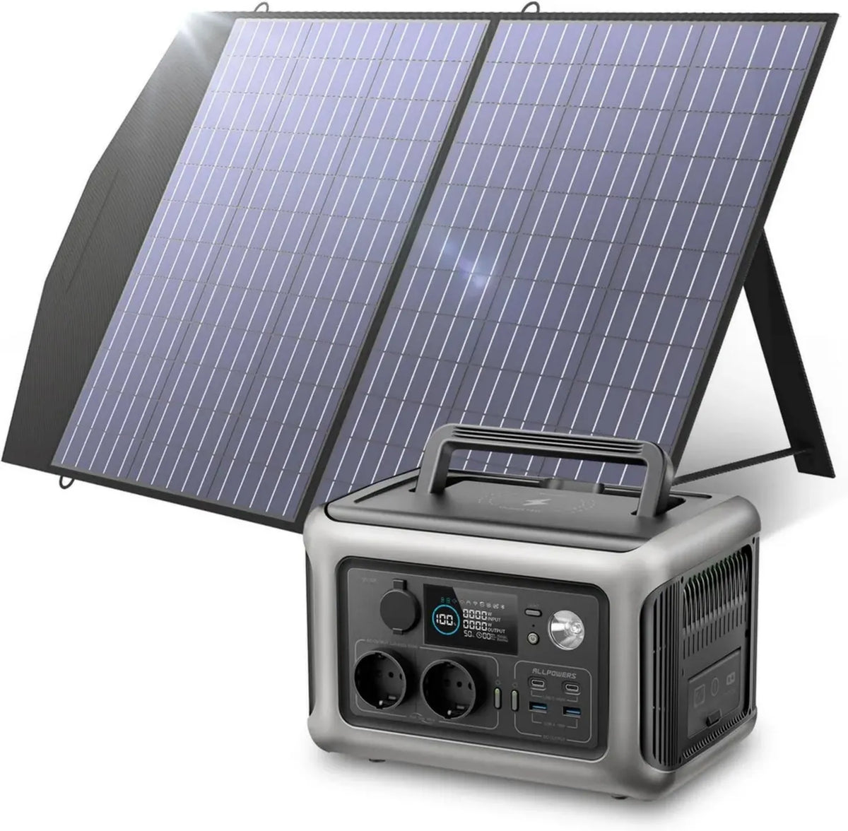 ALLPOWERS Generatore Solare Portatile 600W 299Wh con Pannello 100W, Batteria LiFePO4 e Doppia Uscita AC, Ideale per Campeggio e Emergenze