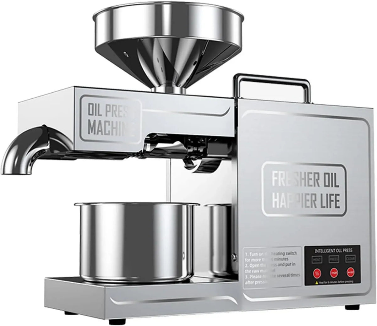 Pressa per Olio Elettrica 820W in Acciaio Inox con Spremitura Fredda e Calda, Efficienza 99%