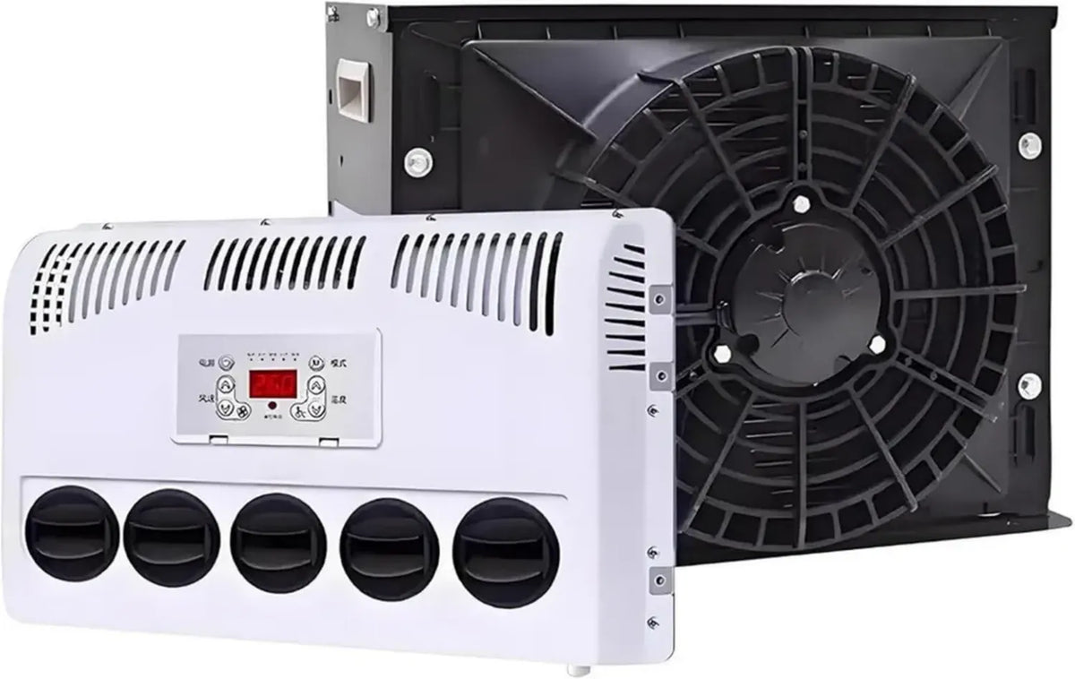 Climatizzatore split per camper e camion, raffreddamento veloce e silenzioso, unità elettrica 12V, nero