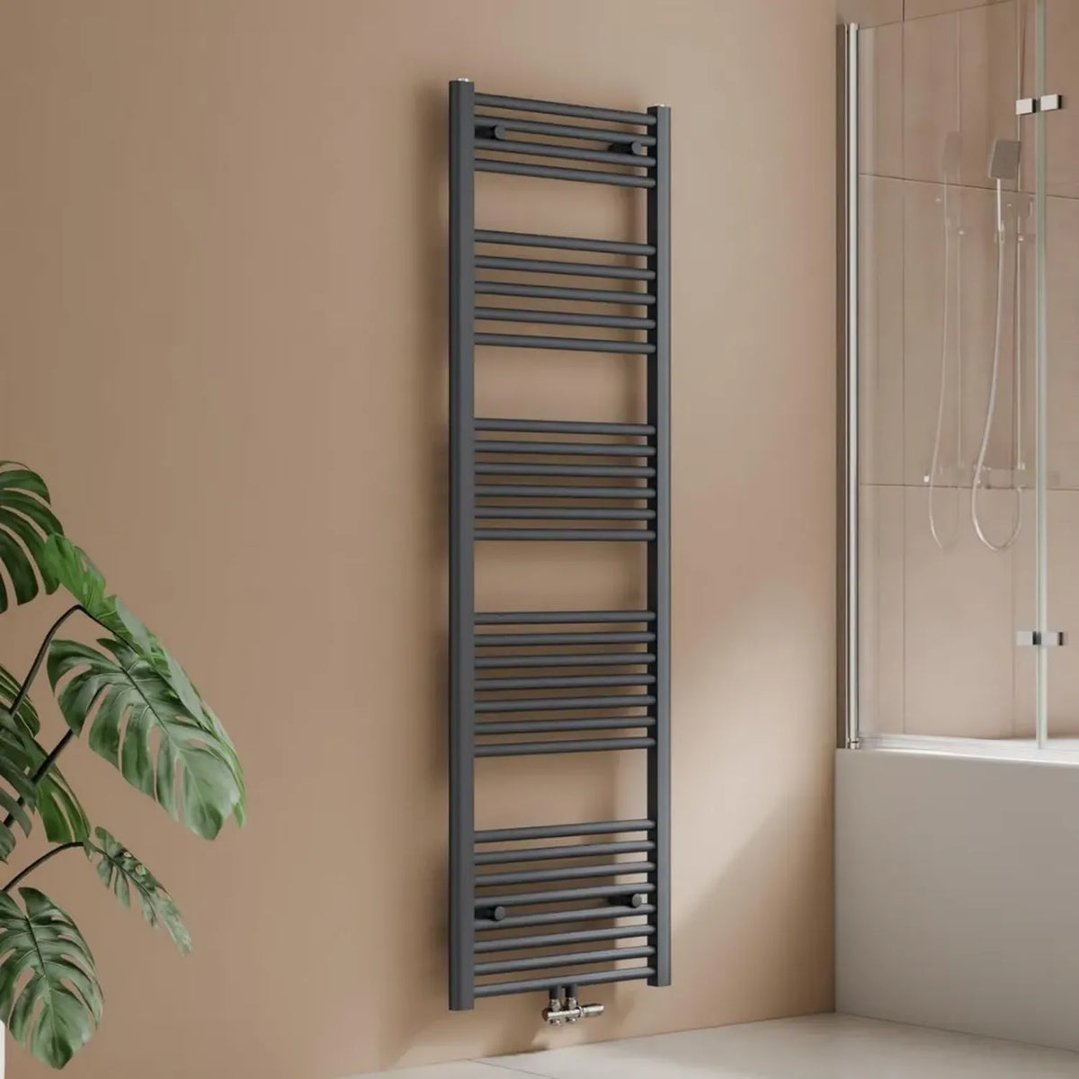 Radiatore Bagno Antracite 1600x500 mm, Scaldasalviette Idrico con Connessione Centrale, 654 W