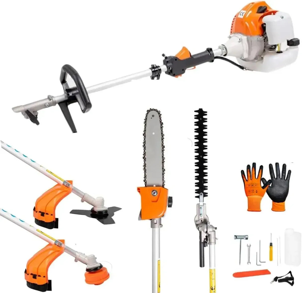 Decespugliatore Multifunzione 4 in 1 a Benzina, 52cc, Tagliasiepi, Troncarami, Motosega