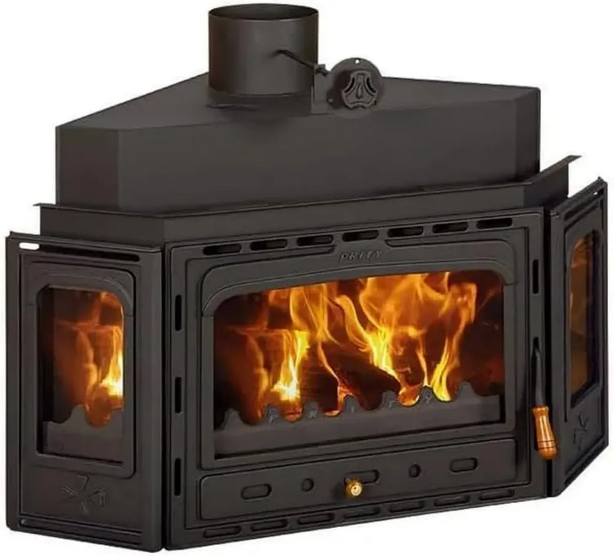 Caminetto a Legna Prity ATC 14,2 kW, Alta Efficienza, Porta in Ghisa, Focolare Ampio