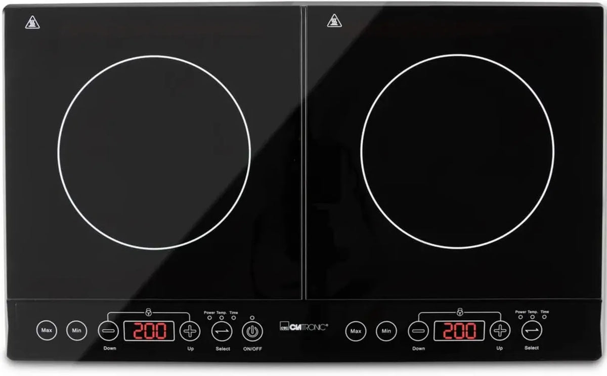 Clatronic DKI 3609-Doppia piastra a induzione portatile, 3500 W, 10 livelli di calore