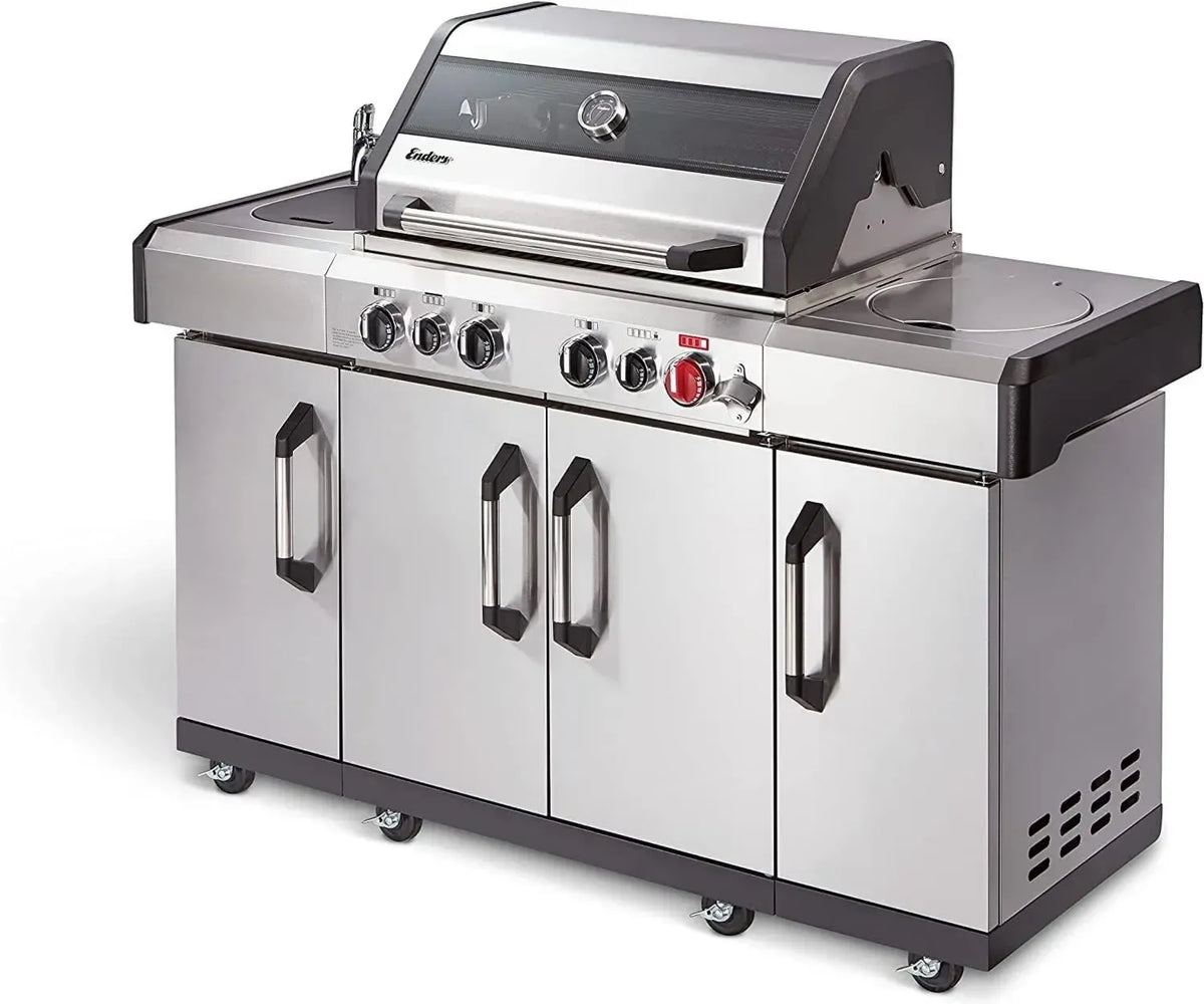 Barbecue a Gas Enders Kansas Pro 4 SIK con Bruciatore Backburner e Fornello Laterale