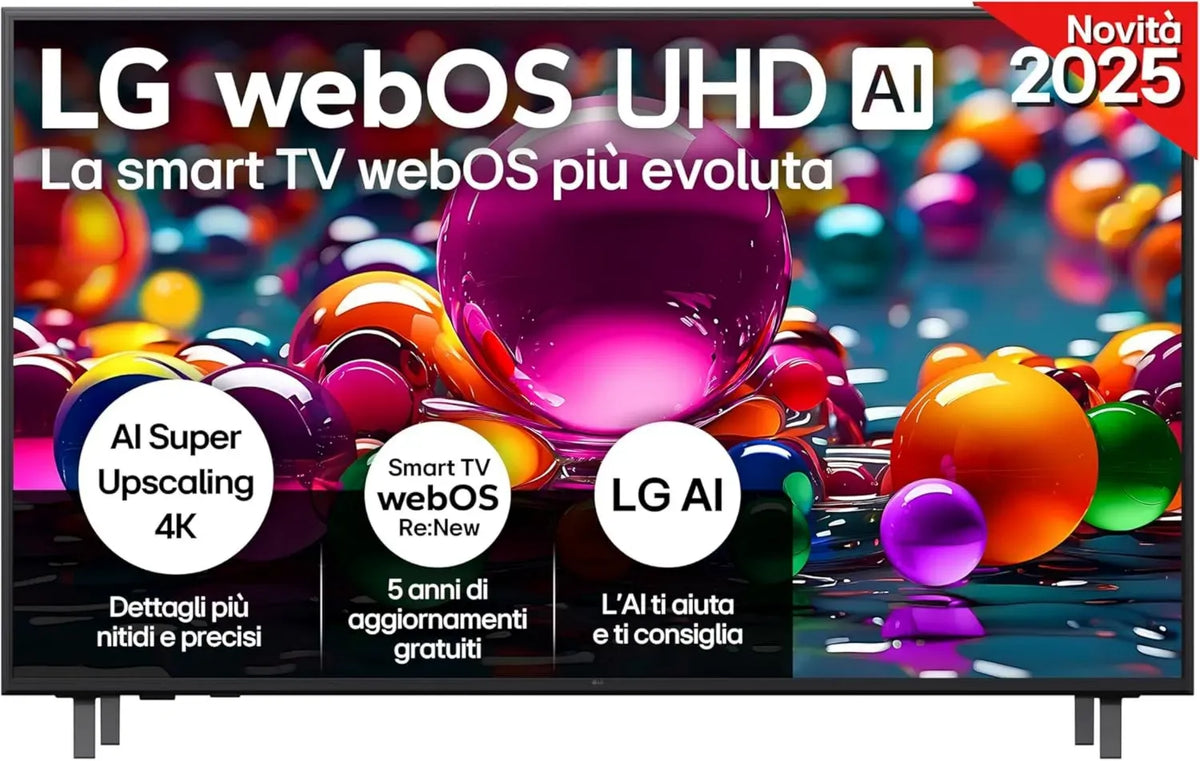 Smart TV LG 65 pollici 4K UHD AI con webOS, Processore α7 Gen8, HDR10 e Modalità Filmmaker