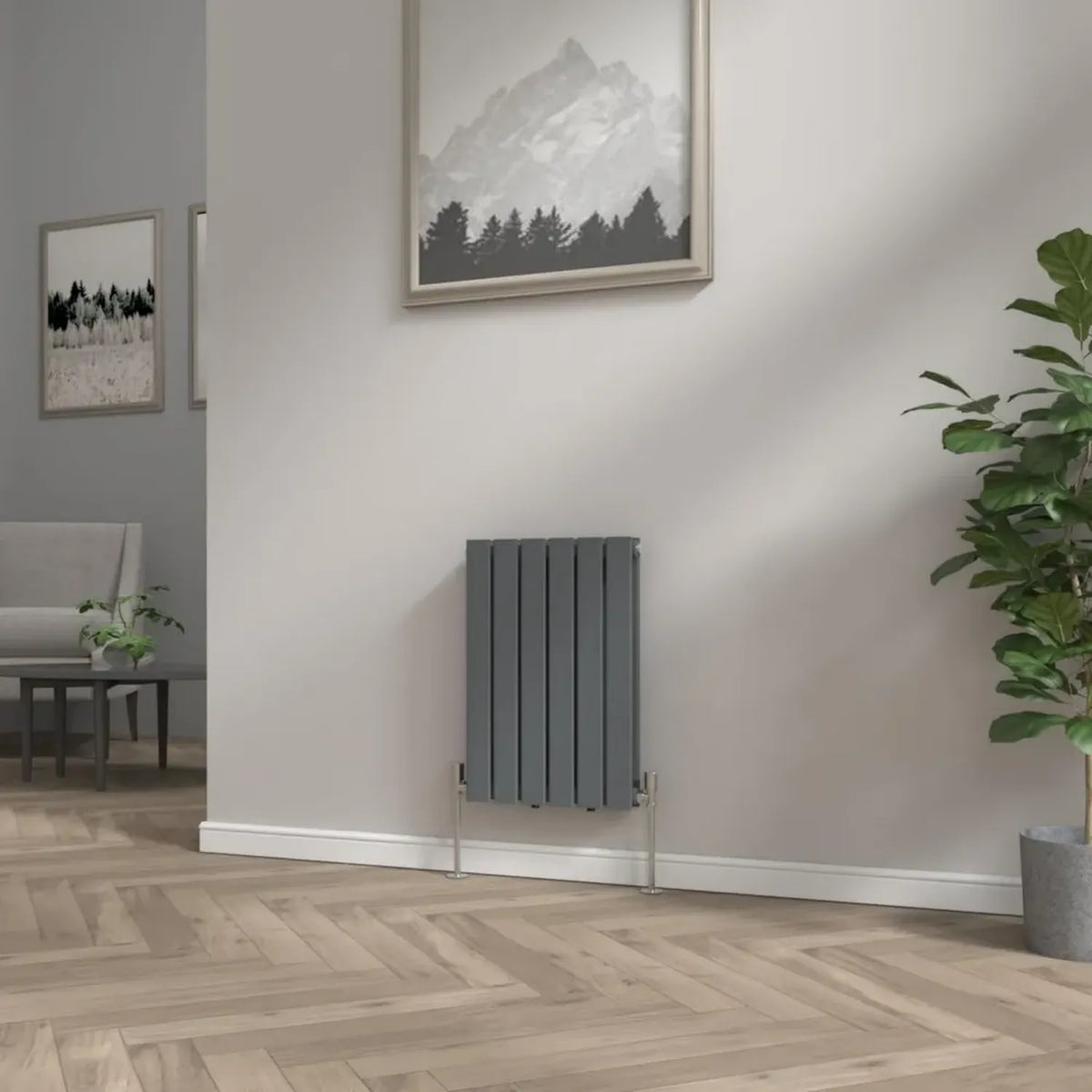 NRG Termosifone di Design a Colonna, Pannello Doppio Orizzontale Antracite, 600 x 408 cm, Per Riscaldamento Soggiorno e Cucina