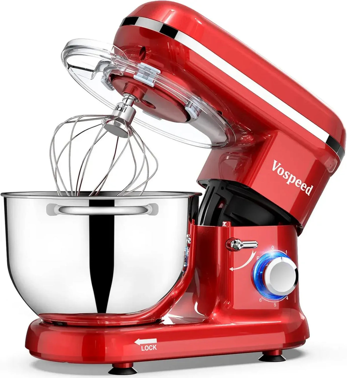 Robot da Cucina Vospeed 6.2L 1500W con Accessori e Ciotola in Acciaio (Rosso)