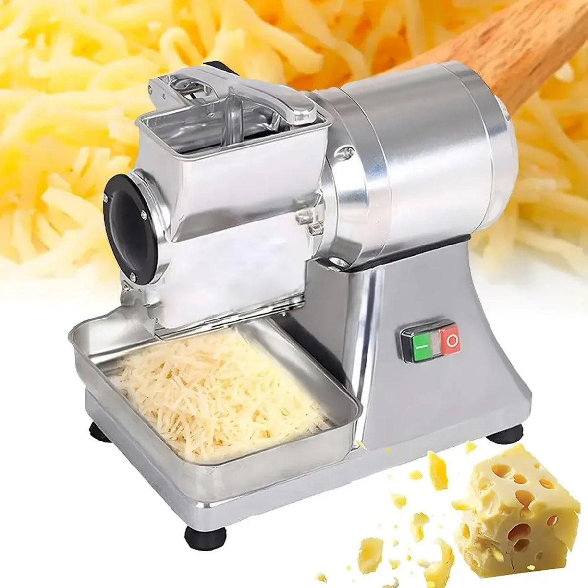 Grattugia Elettrica Multifunzione con Contenitore, Affettatrice Automatica per Formaggio e Verdure, Capacità 40 kg/h