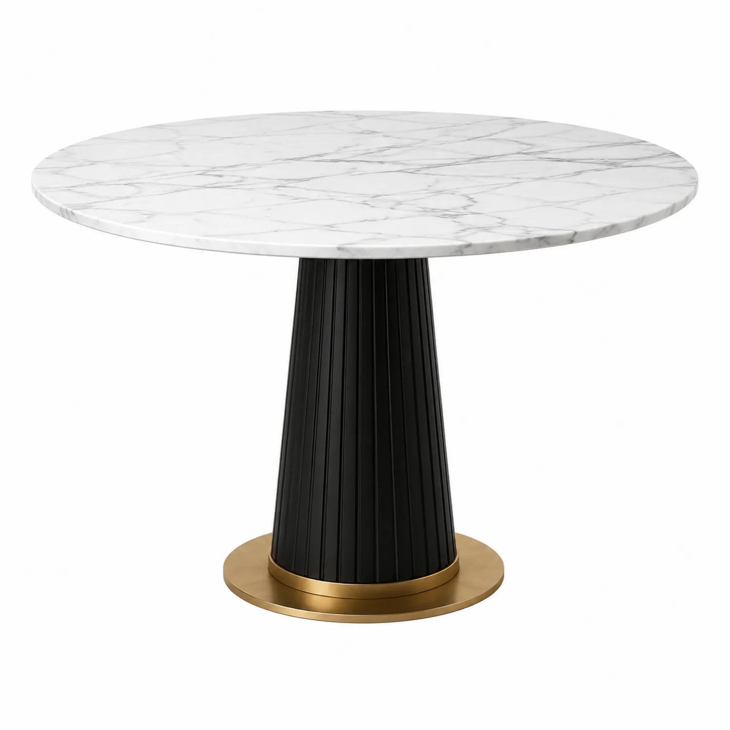 Tavolo da pranzo rotondo in marmo e metallo nero 110 cm