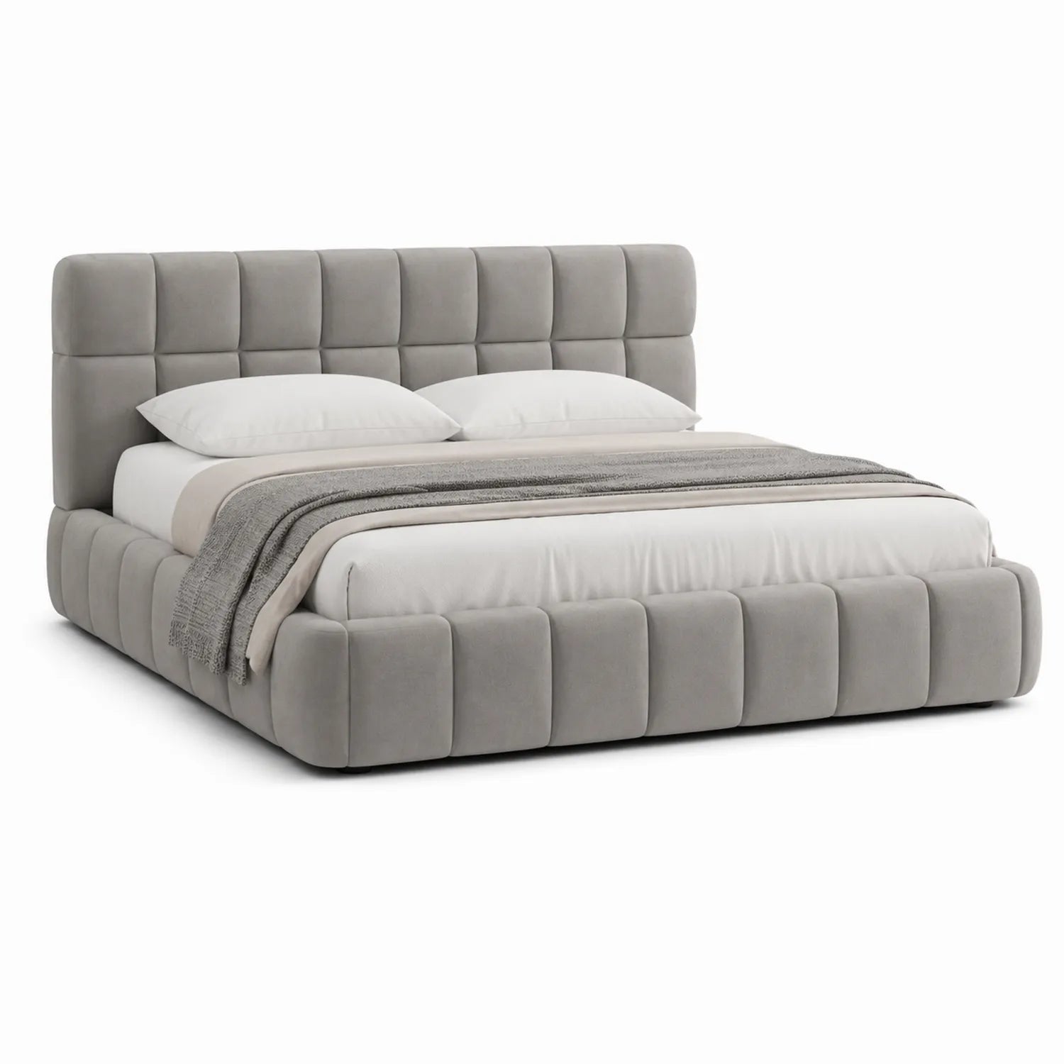 Letto matrimoniale imbottito in velluto 200x160 cm