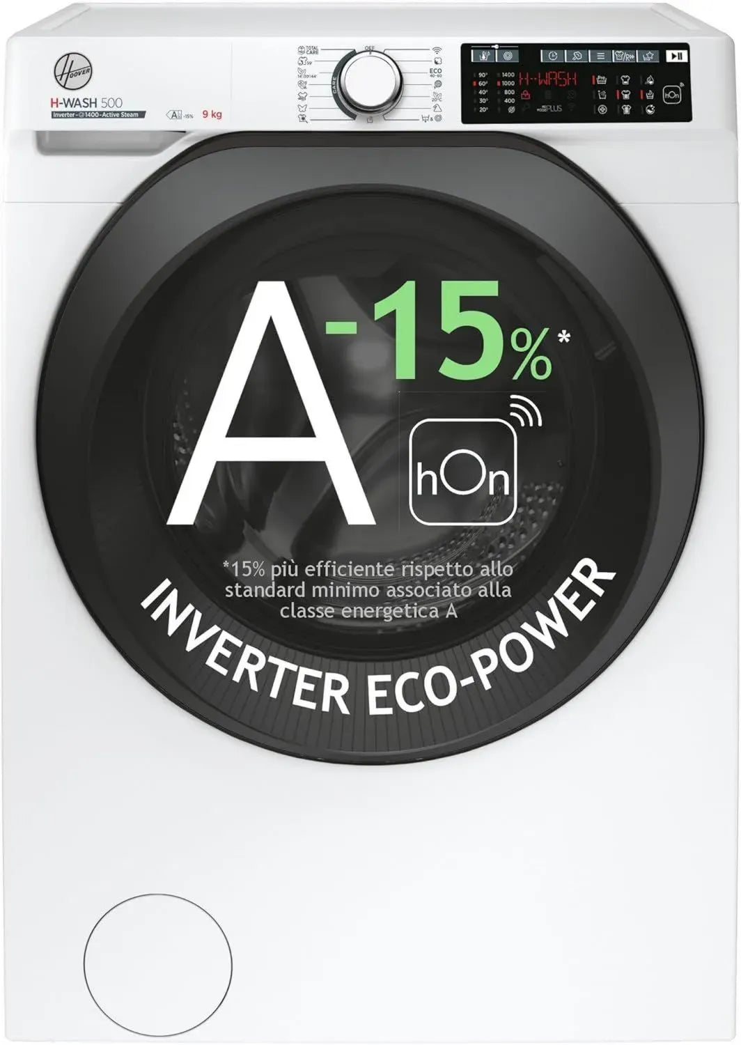 Lavatrice Hoover H-WASH 500, 9 Kg, Classe A, 1400 giri/min, Wi-Fi, App hOn, Motore Inverter, Bianco