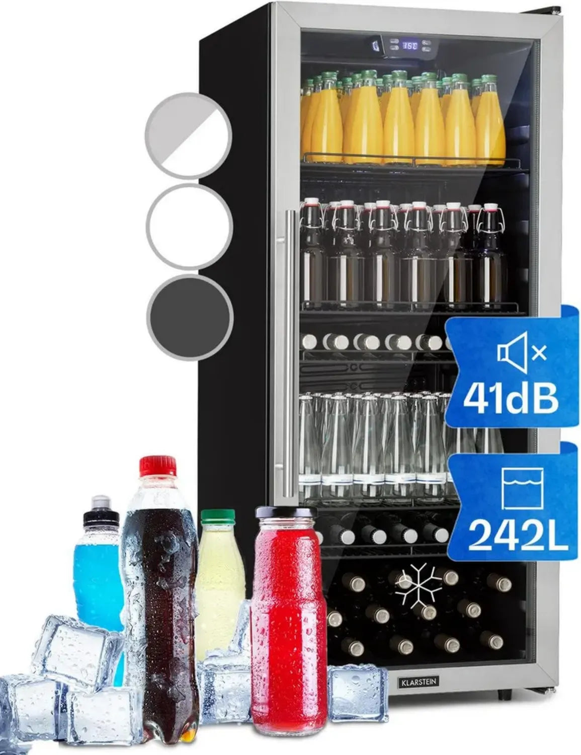 Klarstein Cantina Frigo per Vino e Birra, Compatto con Porta in Vetro, 242 Litri