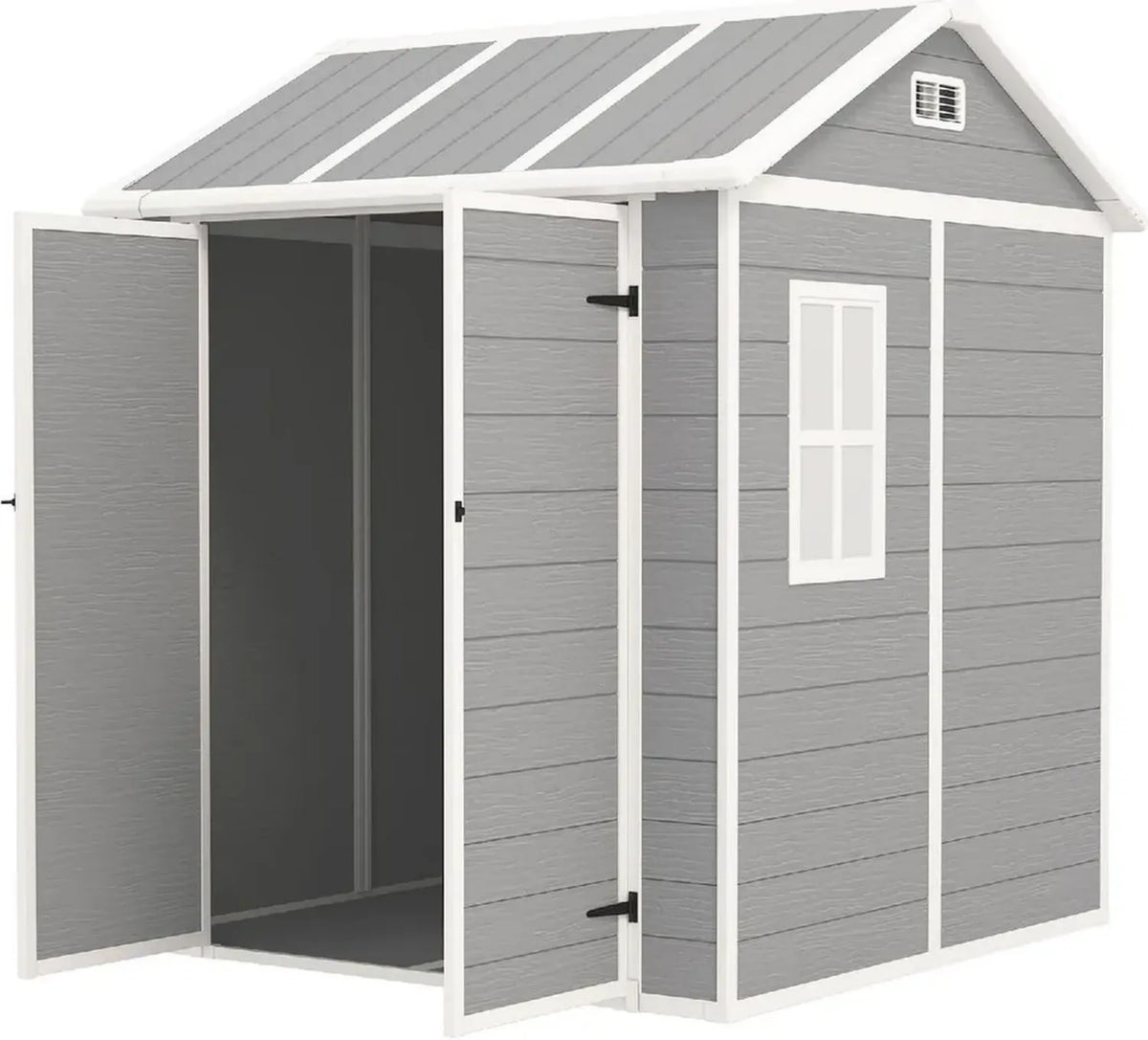 Capanno da Giardino in Plastica e Alluminio con Doppia Porta, 181x181x220 cm, Grigio