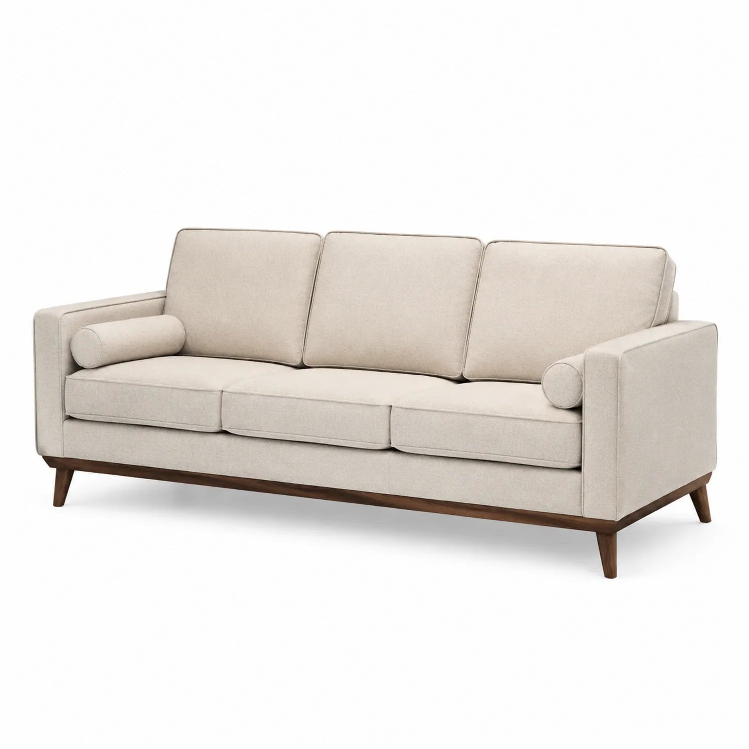 Divano a 3 posti in tessuto con gambe in legno massello, 210x85x80 cm