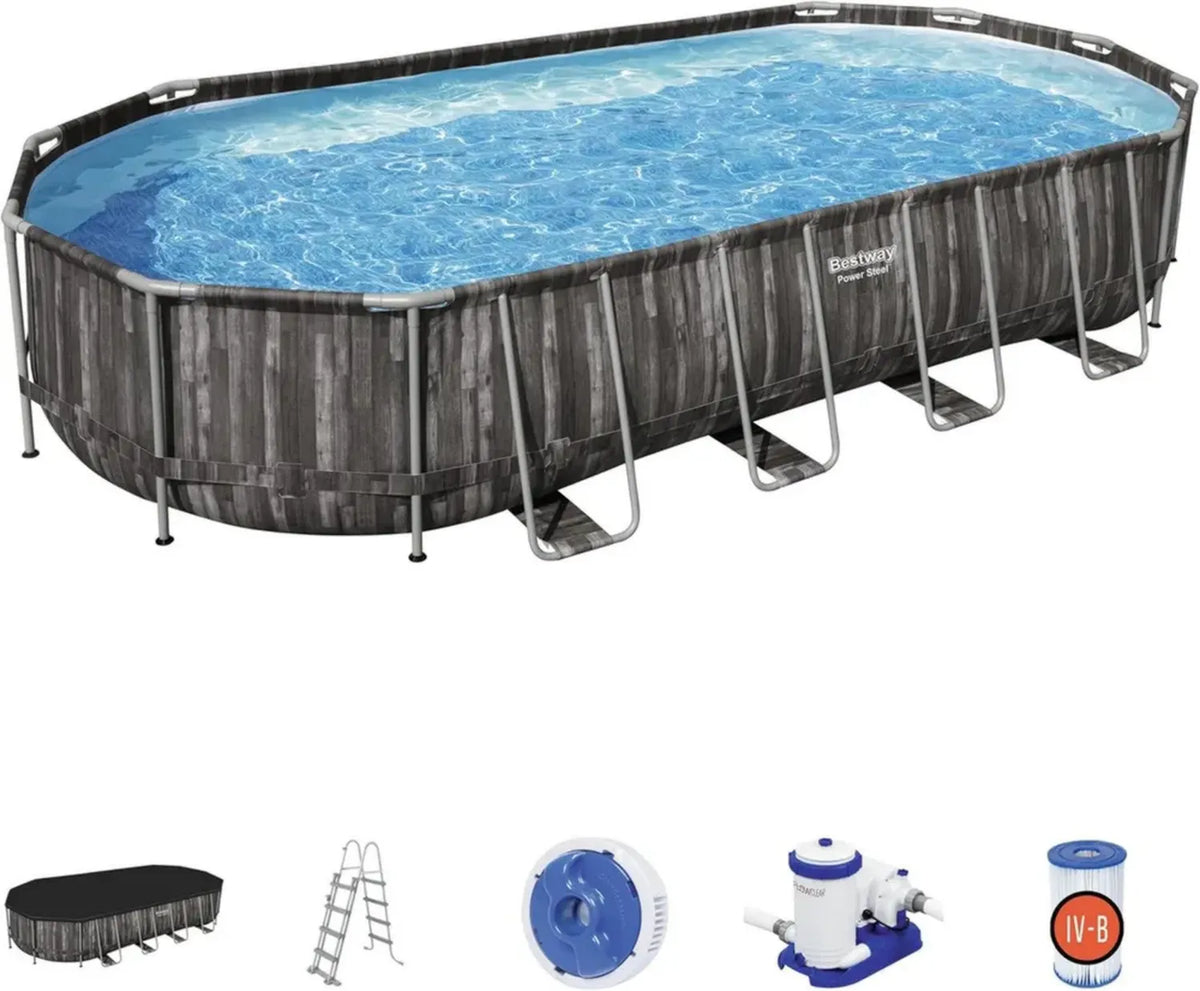Piscina Fuori Terra Bestway Power Steel 732x366x122 cm con Telaio Rinforzato