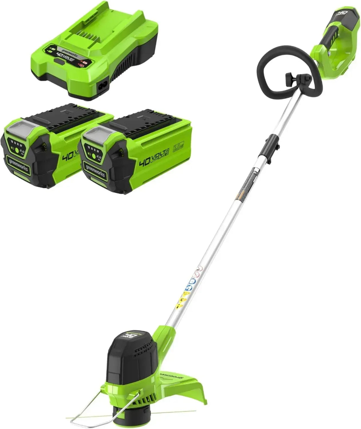 Greenworks Decespugliatore a Batteria 40V, Larghezza di Taglio 30cm, Altezza Regolabile, Inclusi 2 Batterie 2Ah e Caricatore