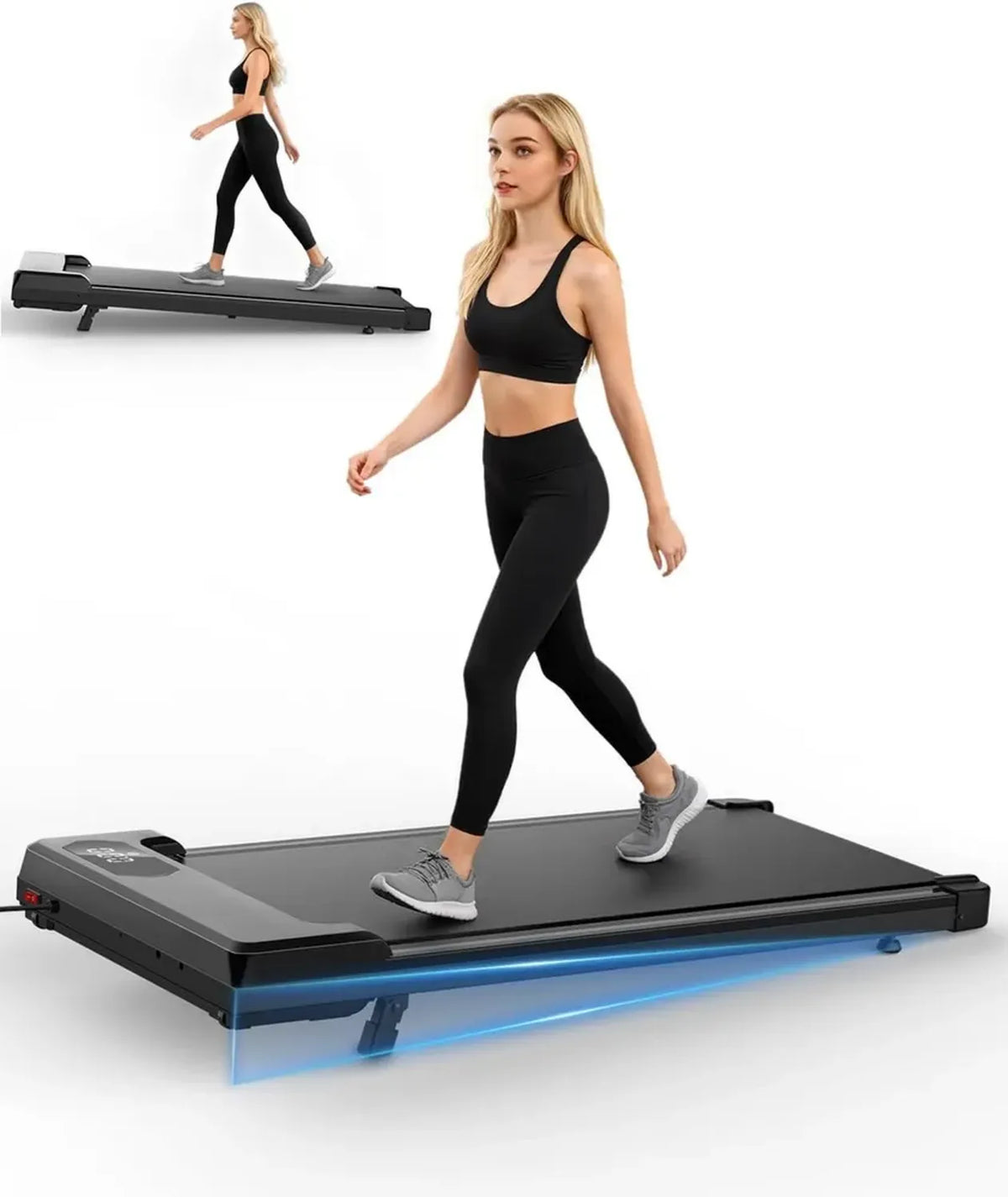 Tapis Roulant Salvaspazio Silenzioso per Casa e Ufficio, 120 kg, 1-8 km/h, Inclinazione 6°