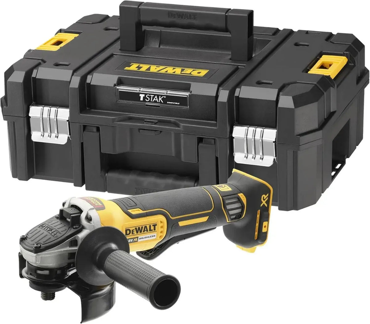 DEWALT Smerigliatrice angolare 18V XR Brushless 125mm, interruttore a paletta, utensile solo, TSTAK