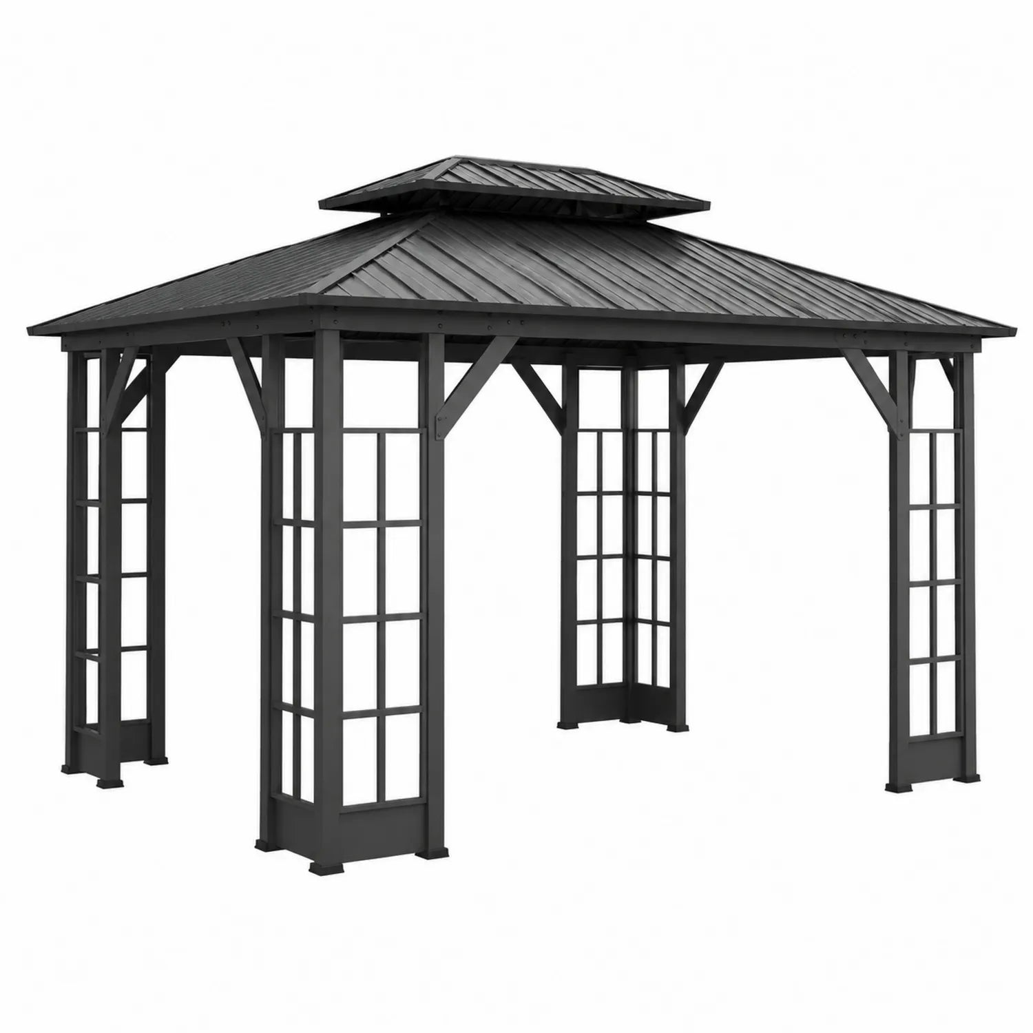 Gazebo in Alluminio e Policarbonato Nero 3x4 m
