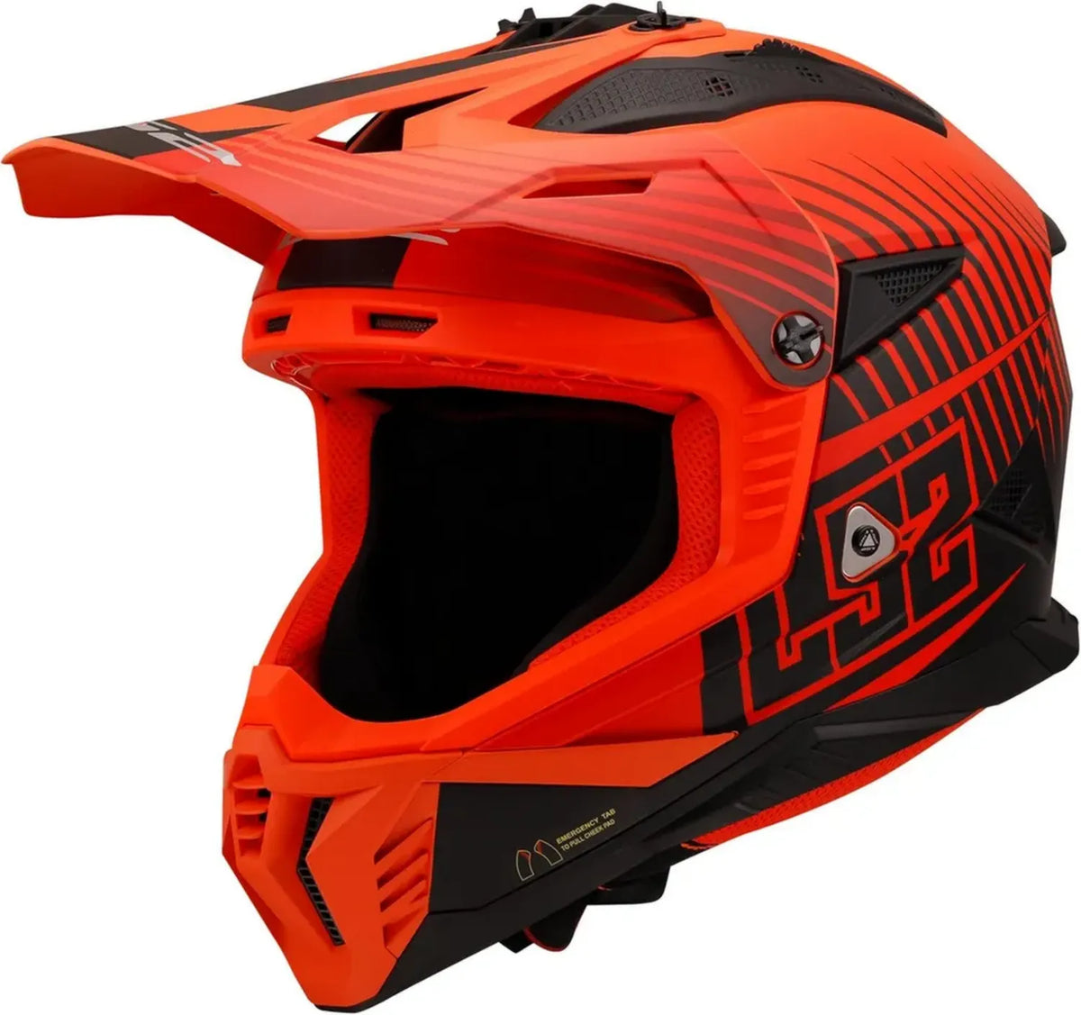 Casco Moto Cross LS2 FAST II DUCK Arancione Rosso Opaco XXL