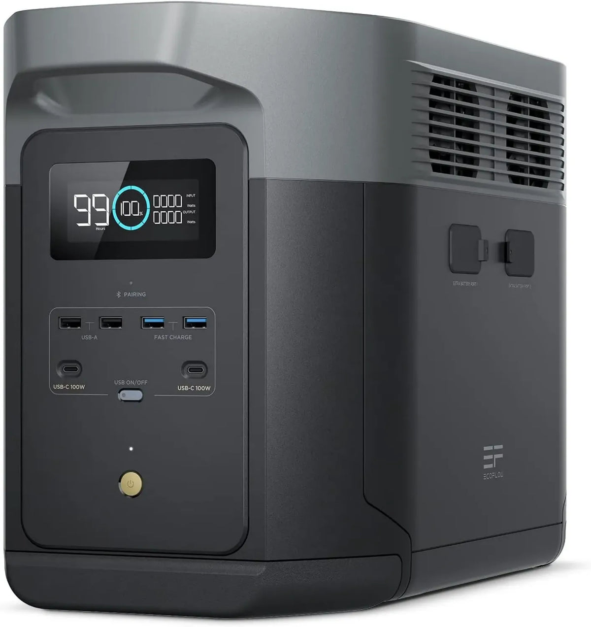 Stazione di alimentazione portatile EF ECOFLOW DELTA 2 Max, espandibile fino a 6kWh, batteria LFP con 3000 cicli, ricarica rapida solare e CA in 1 ora, uscita fino a 3000W, generatore silenzioso
