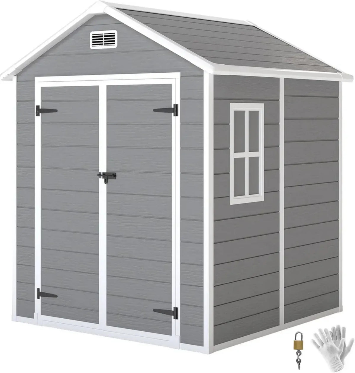 Capanno da Giardino Outsunny in Resina 2,7 mq con Pavimento e Struttura in Alluminio, Chiavi Incluse, Grigio
