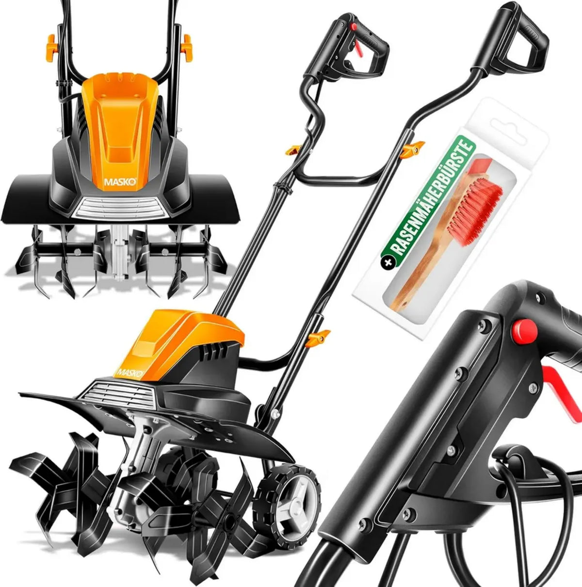 Motozappa Elettrica 1500W con Larghezza Lavoro 40cm e Profondità 20cm